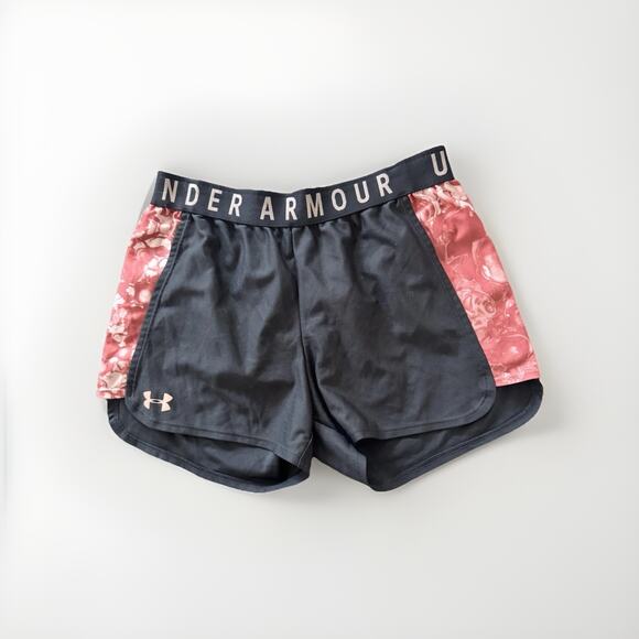 Under Armour Shorts Womens Small Gray Pink Loose Fit Heatgear Running Active - Picture 1 of 5
